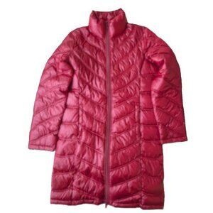 Calvin Klein Women's Wine Red Long Puffer Coat